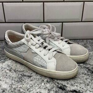 Vintage Havana Edge Womens 8 Sneakers Silver Metallic Croc Star Suede Low Top VH